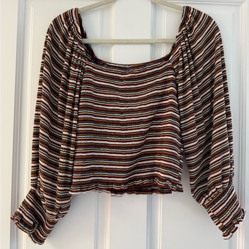 Anthropologie Striped Blouse - Brown and White